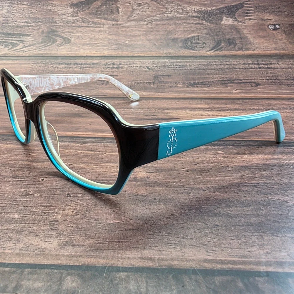 Juicy Couture JU 522/S Black Teal Cream Rectangular Eyeglass Frames 56-15-130